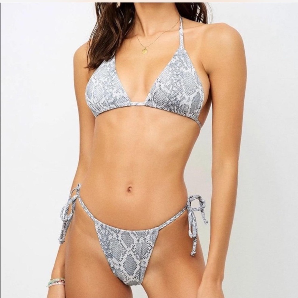 Frankie's Bikinis Gray Snake Print Bikini